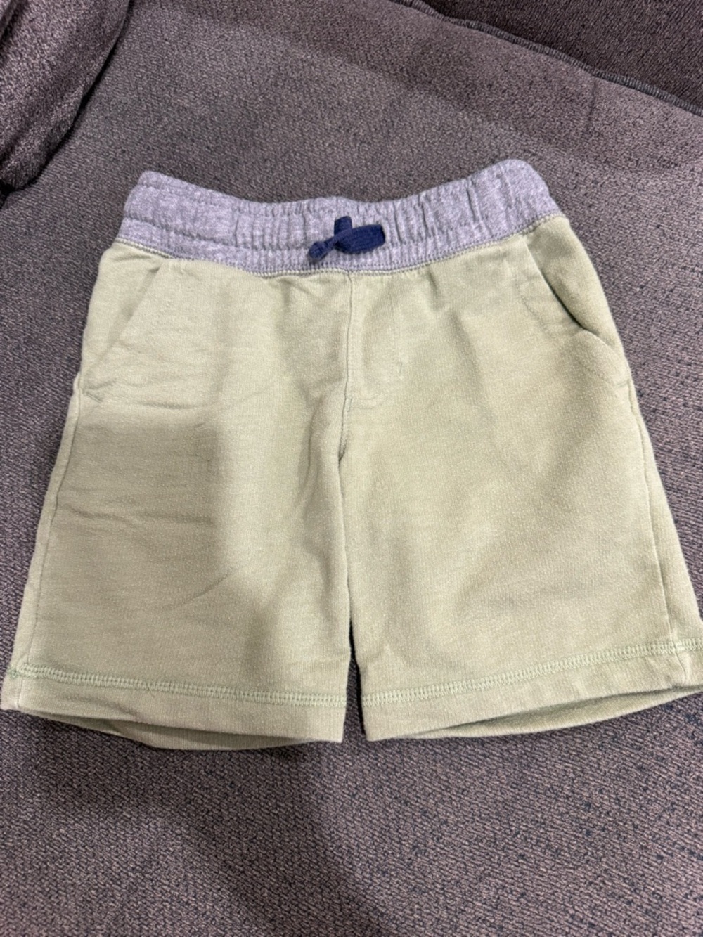 Cat & Jack Olive Green Shorts with Gray Waistband and Navy Drawcord Accent